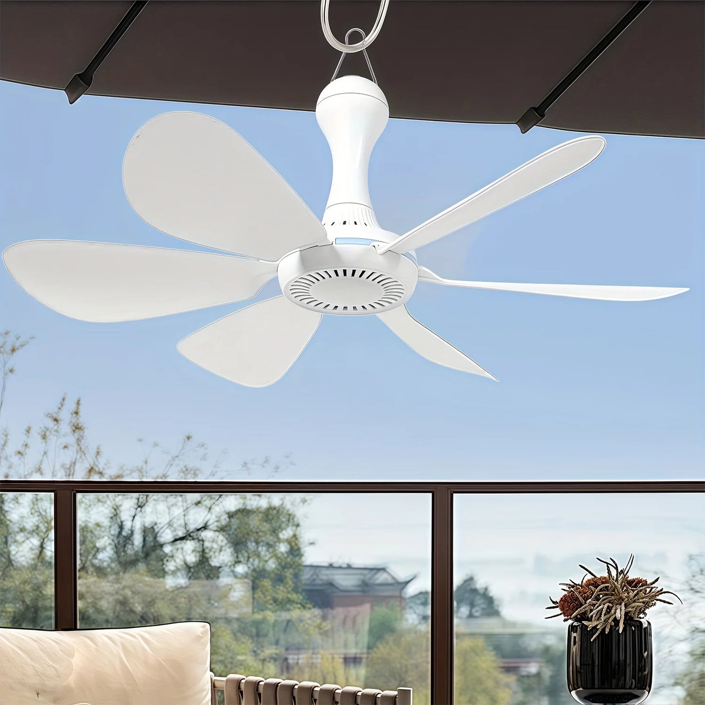 1 Juego de mini ventilador colgante USB pequeño, ventilador silencioso para acampar, ventilador de emergencia portátil para colgar al aire libre, pabellón, cobertizo, ventilador para dormitorio silencioso, con