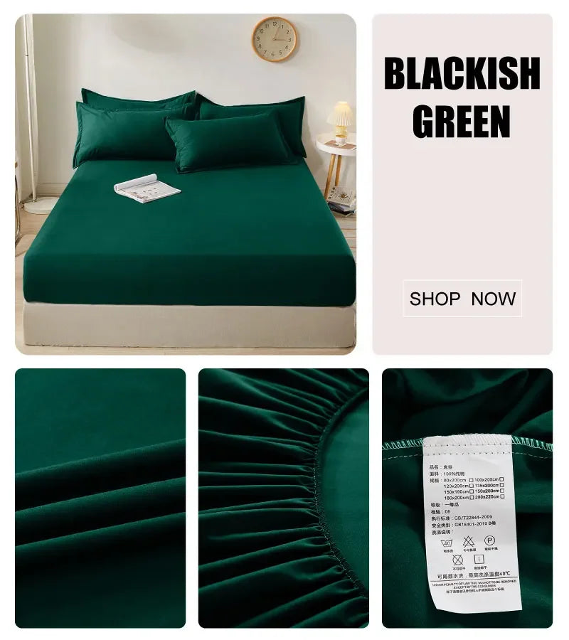 Sábana ligera de estilo veraniego con banda elástica, fundas de colchón de Color sólido, Protector para cama individual doble King, 100% algodón