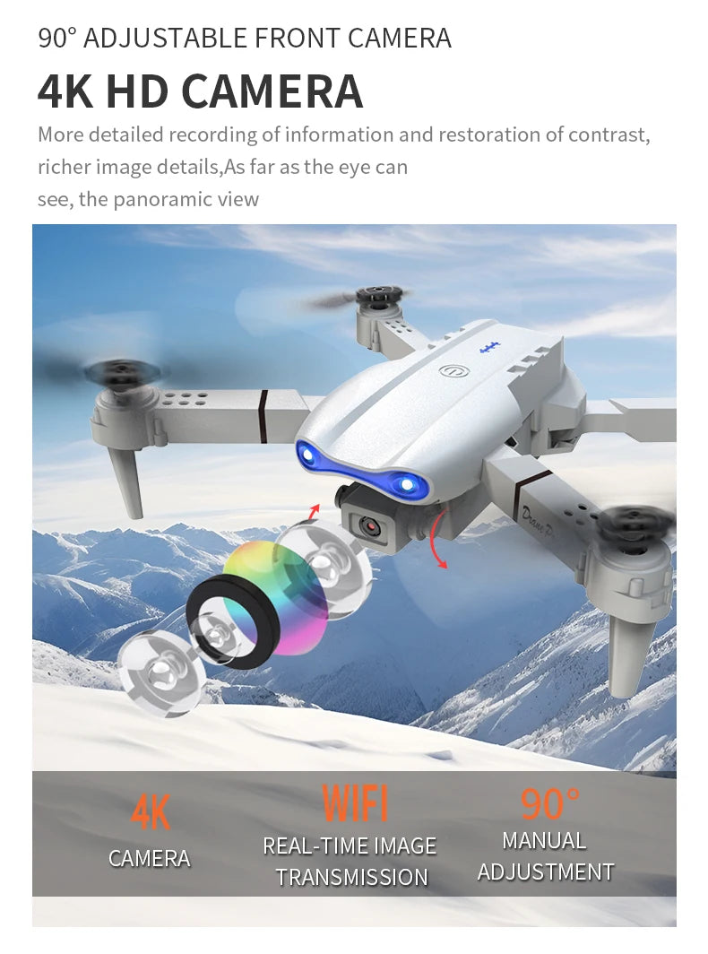 Nuevo Dron E99Pro RC 4K profesional con cÃ¡mara HD gran angular de 1080P helicÃ³ptero plegable WIFI FPV altura mantener juguete de regalo