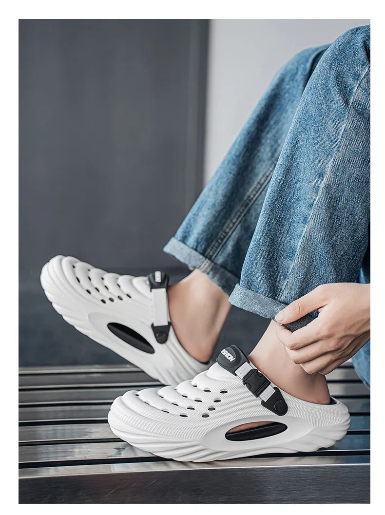 Zuecos con soporte para el arco para hombre, calzado para jardín, zapatillas de playa sin cordones para exteriores, sandalias con cojín cómodo extraíble