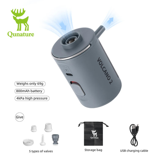 Qunature-inflador de bomba de aire eléctrica, Mini inflador de aire portátil, carga tipo C, balsa de piscina, bombas de cama de aire para acampar