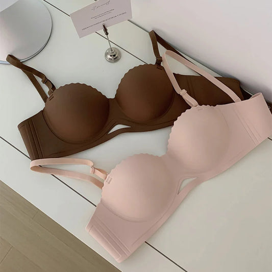 Sujetador sin costuras para mujer, ropa interior push-up con correas desmontables, sujetadores para pechos pequeños, lencería íntima Sexy para mujer