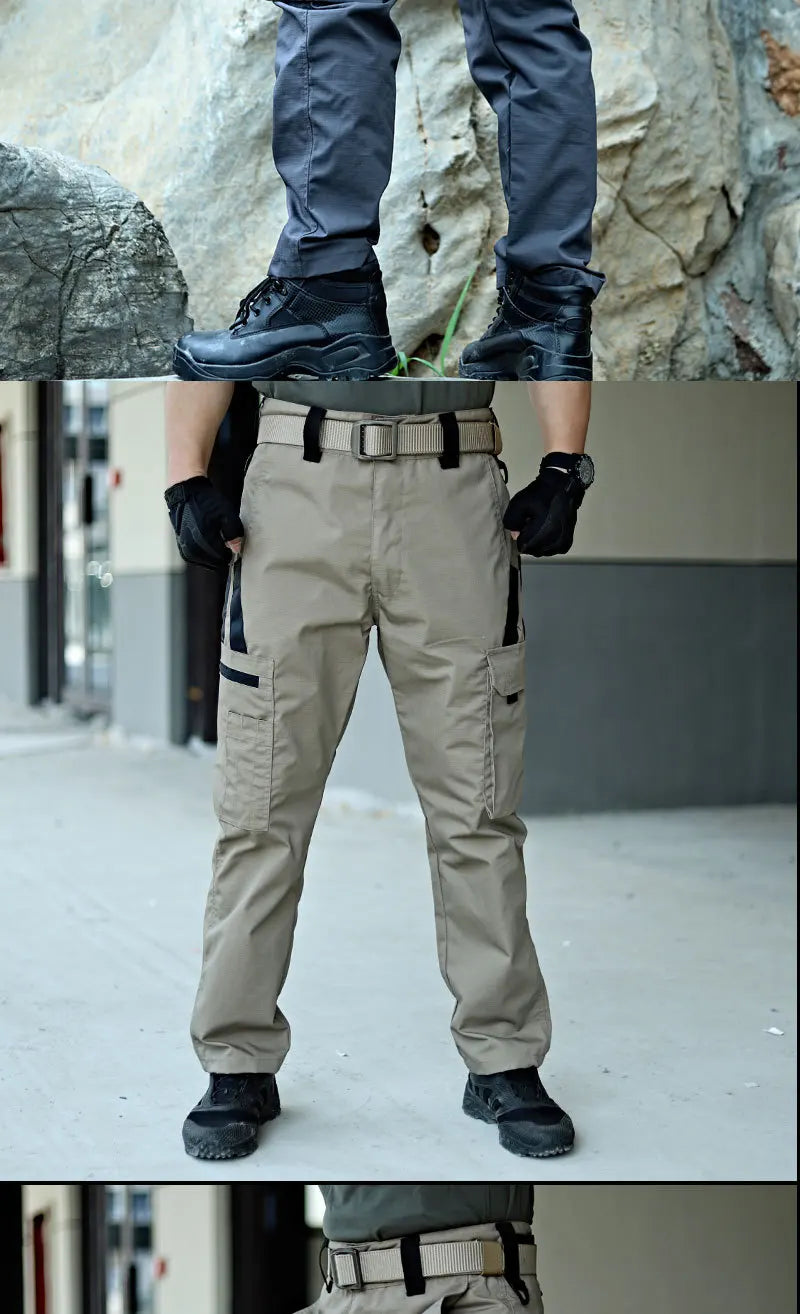 Nuevos pantalones de trabajo tácticos para hombre, pantalones Cargo para exteriores, pantalones impermeables con múltiples bolsillos, ropa de trabajo para exteriores para otoño y primavera, pantalones de senderismo