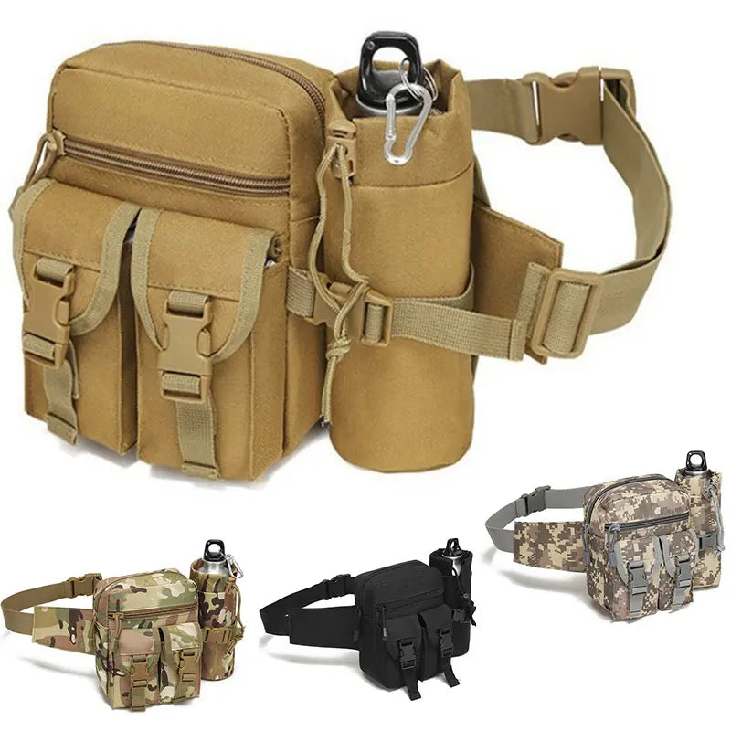 Riñonera táctica para exteriores, bolsa de nailon para botella de agua para teléfono y senderismo, paquete de equipo de herramientas deportivas, bolsa con cinturón para caza, escalada y acampada