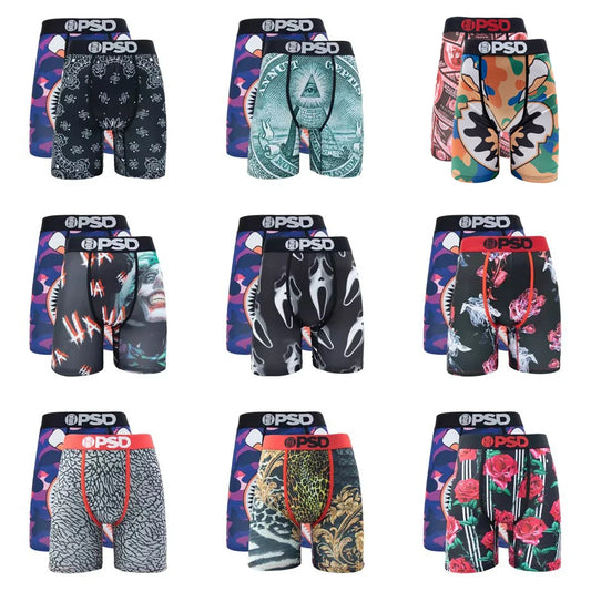 OZPSD, 2 uds., calzoncillos Boxer para hombre, calzoncillos transpirables para hombre, bragas para hombre de talla grande, L-2XL estampado, ropa interior de natación para hombre, Boxers sexis