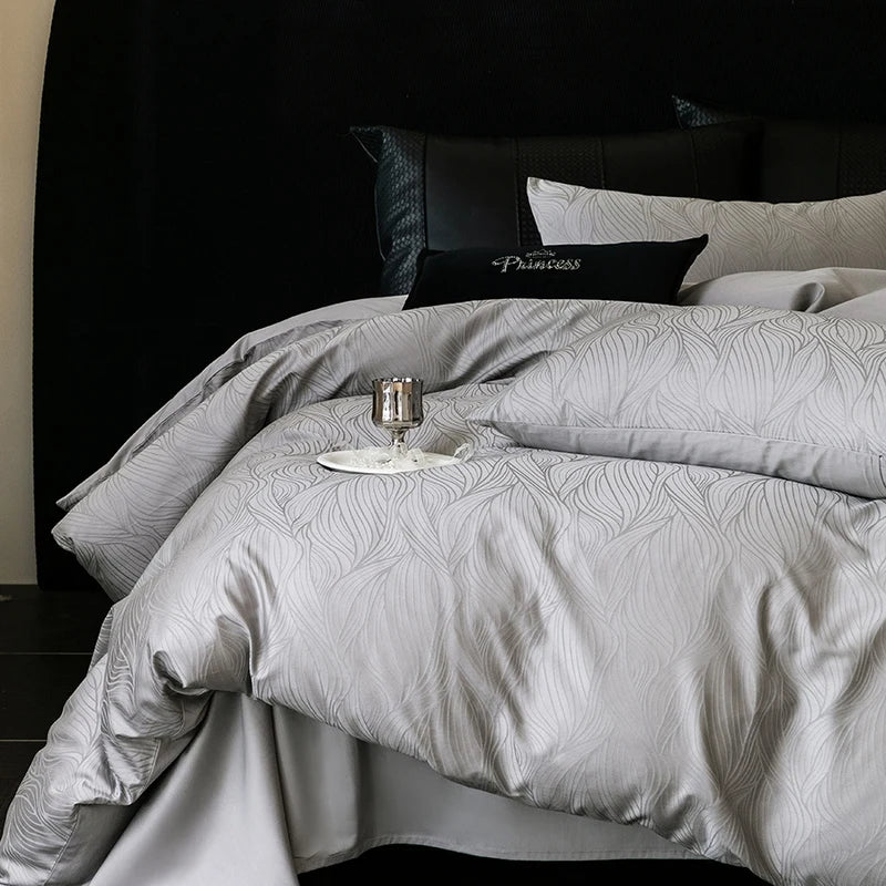2025 Nuevo juego de ropa de cama de cuatro piezas de algodón puro 100% de color sólido simple para cama individual