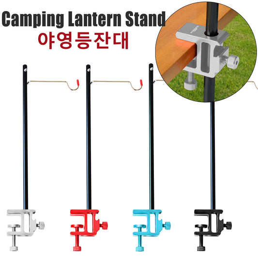 Poste de Luz Portátil para acampar y Clip de escritorio, soporte de aleación de aluminio para exteriores, soporte de luz de campamento de altura ajustable para acampar al aire libre