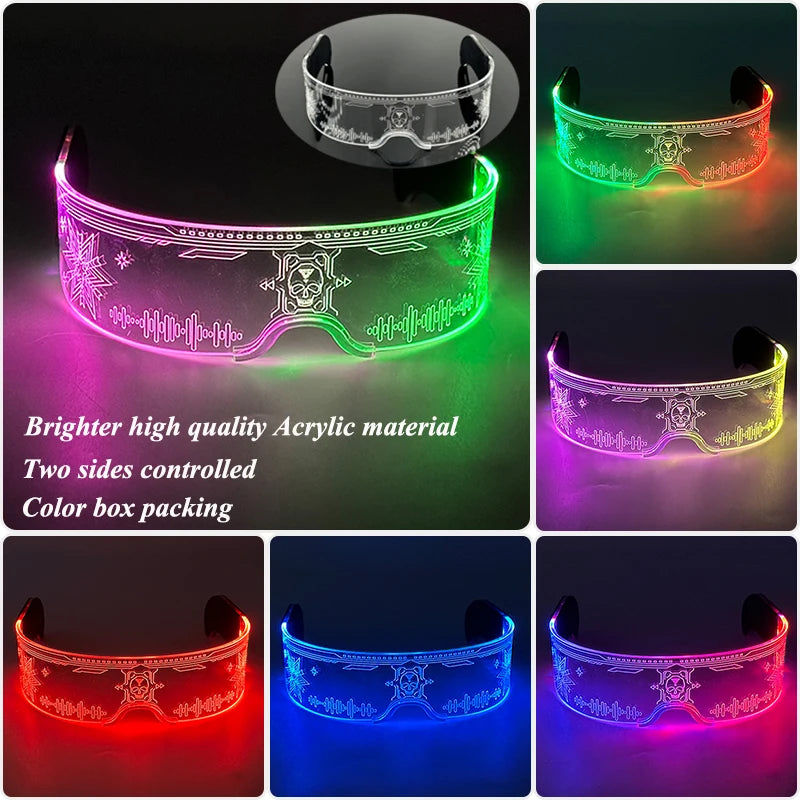 Gafas luminosas coloridas con luz LED, lentes de neón brillantes, parpadeantes para fiesta, club nocturno, DJ, decoración de fiesta de baile