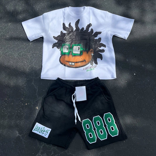 Conjunto de camiseta y pantalones cortos Hip Hop Y2T para hombre y mujer, conjunto deportivo de manga corta a la moda, novedad de verano 2025
