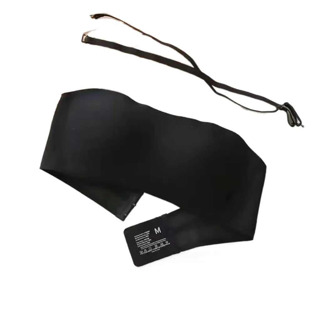 Sujetador envuelto sin tirantes de Color sólido, ropa interior Invisible antideslizante para mujer, lencería femenina fina para boda