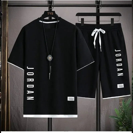 2025 Conjunto elegante de camiseta y pantalones cortos informales para hombre, traje deportivo, conjunto de gofres de verano suelto y cómodo para hombre