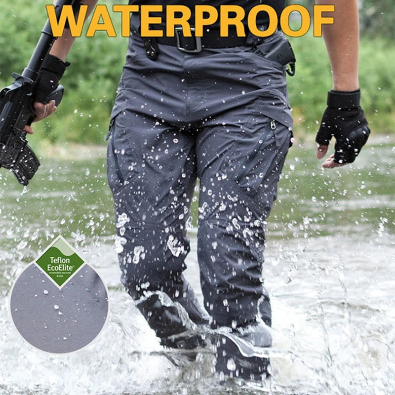 Pantalones tácticos militares Cargo para hombre, pantalones impermeables, pantalones casuales, resistentes al desgaste, con múltiples bolsillos, para senderismo al aire libre, pantalones de trabajo para hombre