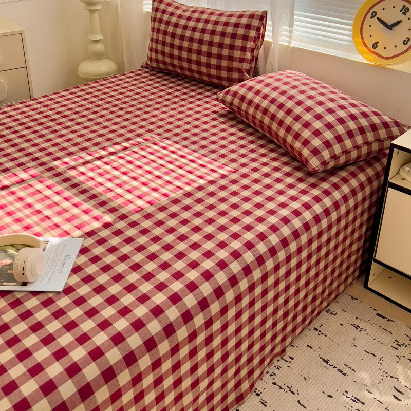 Sábana plana de algodón 100% para cama doble, sábanas superiores lisas de Color sólido, sábanas planas individuales/Queen/King, sábanas de lino para el hogar