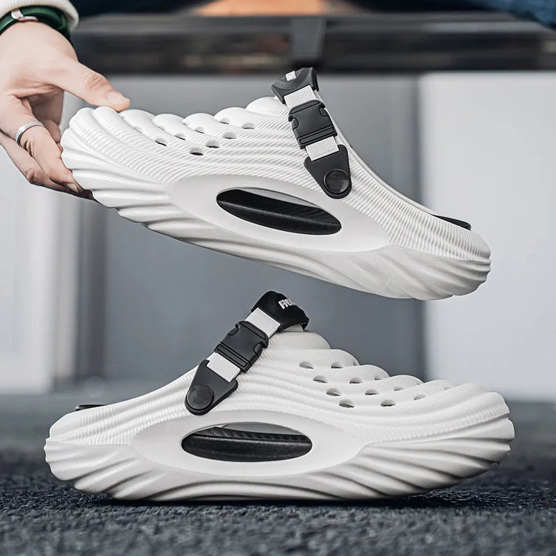 Zuecos con soporte para el arco para hombre, calzado para jardín, zapatillas de playa sin cordones para exteriores, sandalias con cojín cómodo extraíble