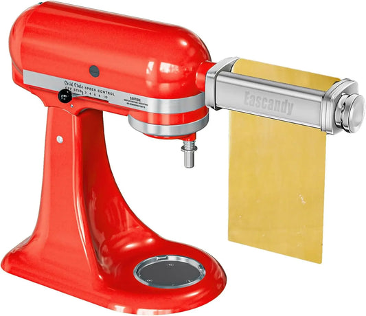 Accesorio para hacer pasta para batidora de pie KitchenAid, accesorio para rodillo de pasta de acero inoxidable para KitchenAid, 8 engranajes ajustables.