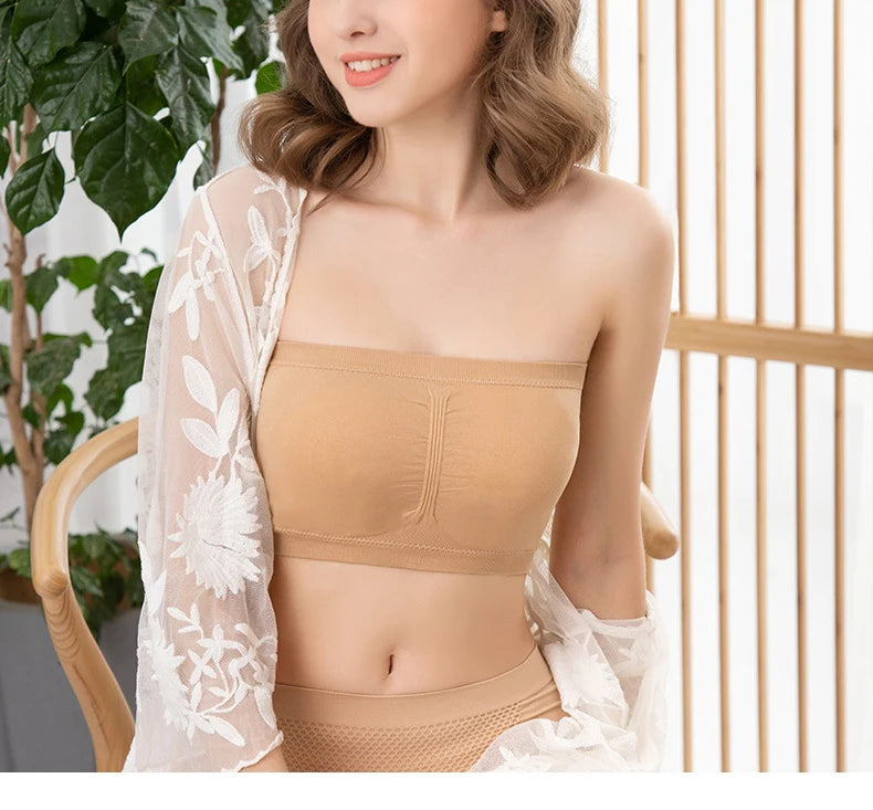 1 Uds. Sujetador de talla grande para mujer, sujetador sin tirantes, cojín fino extraíble para el pecho, sujetador Invisible elástico sin costuras, S-6XL