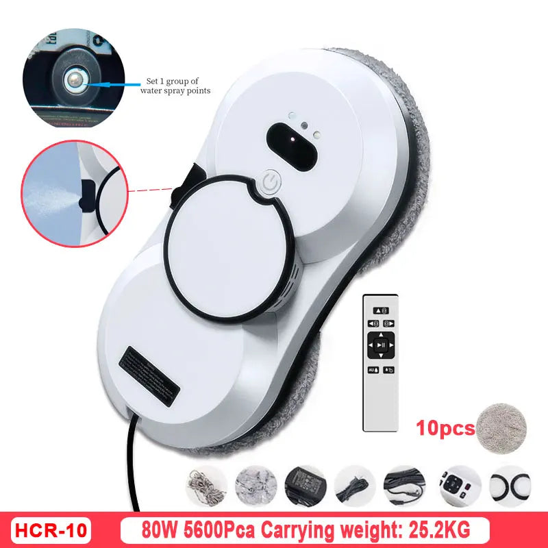 DIVEDEER Robot de limpieza de ventanas con pulverizador de agua, limpiador de vidrio con motor sin escobillas de doble cara inteligente de gran altura, tipo spray