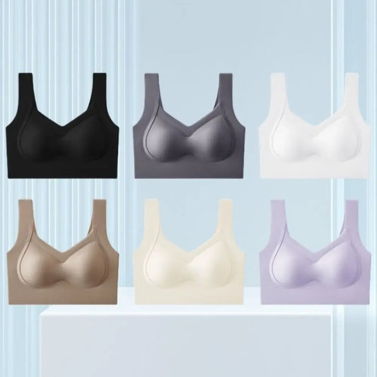 Sujetador inalámbrico de talla grande con escote en V profundo, ropa interior ajustada a prueba de golpes, lencería push-up, sujetador sin costuras antiflacidez para correr