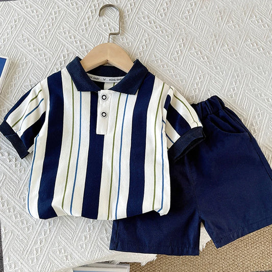 Ropa para niños, ropa para madres y niños, conjuntos para niños, camiseta, pantalones cortos, traje de moda de manga corta de algodón de verano, 2 uds.