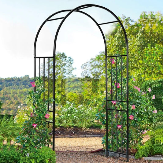 Arco de jardín de metal, cenador exterior de 7,2 pies / 86" para plantas trepadoras: ideal para bodas o jardines