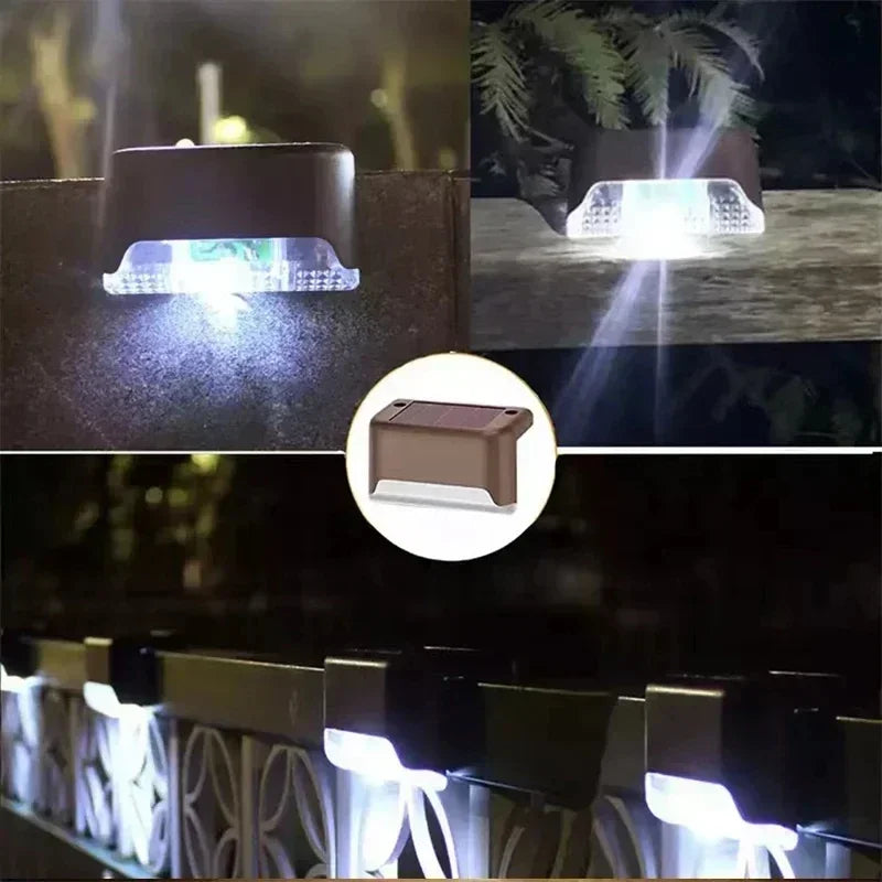 1/4/8/12/Uds luces LED solares luz de jardÃƒÂ­n al aire libre lÃƒÂ¡mpara de cubierta luz Solar de escaleras lÃƒÂ¡mpara de paso Solar impermeable decoraciÃƒÂ³n de jardÃƒÂ­n y Patio
