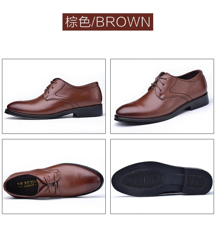 Zapatos de vestir formales para hombre, calzado informal de cuero, diseÃ±ador de boda Social, punta estrecha, zapatos negros de oficina para invierno, marca 2023