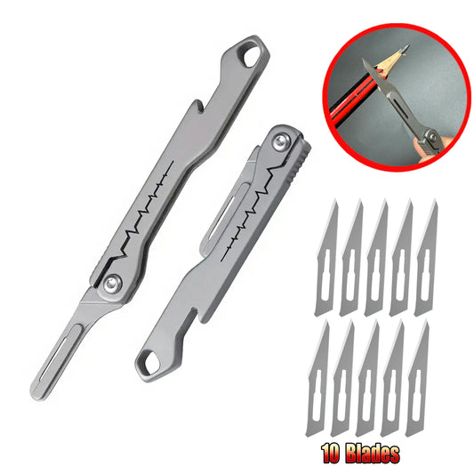Mini abridor de botellas de titanio, cuchillo de utilidad plegable, multifunción, portátil, desembalaje, llavero de mensajería, herramienta EDC para acampar al aire libre