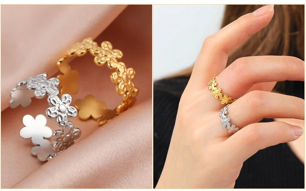 Skyrim-anillos de acero inoxidable para mujer, corazÃ³n geomÃ©trico, estÃ©tico, ajustable, abierto, joyerÃ­a de fiesta, regalos al por mayor
