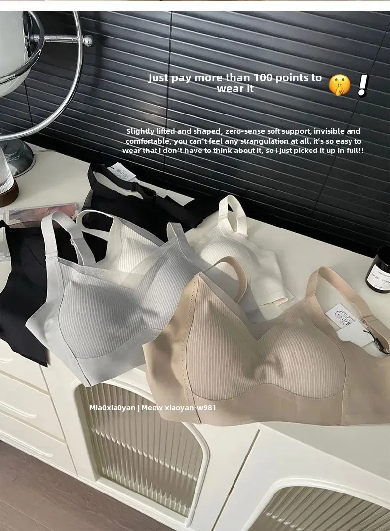 Sujetadores suaves y cómodos para mujer, ropa interior de nailon de apoyo ajustada al aire, sujetador elástico lateral con retroceso cero, ropa interior para mujer