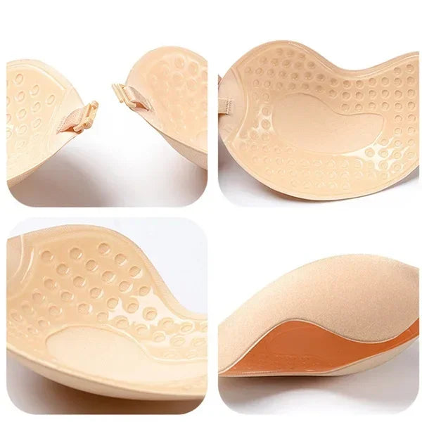 Sujetador adhesivo Invisible sin tirantes para mujer, sin tirantes Sujetador Push Up, lencería de silicona sin costuras, cubiertas para pezones, Bralette, ropa interior