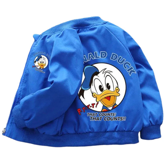 Nueva chaqueta de otoÃƒÂ±o para bebÃƒÂ©s y niÃƒÂ±as, ropa de abrigo con estampado de Pato Donald de dibujos animados a la moda para niÃƒÂ±os, abrigos rompevientos para niÃƒÂ±os de primavera