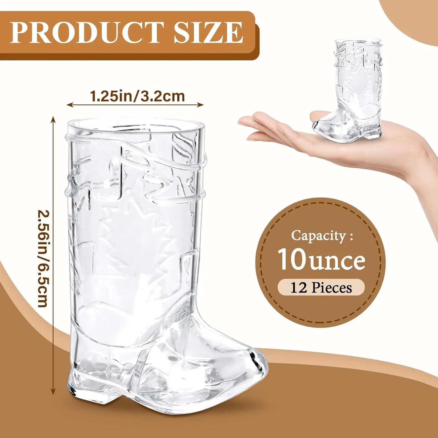 10 Uds. Vasos de chupito para botas de vaquero, Mini vasos de chupito de plástico de 1 Oz, vasos de plástico reutilizables para botas, suministros para fiestas temáticas occidentales de vaca
