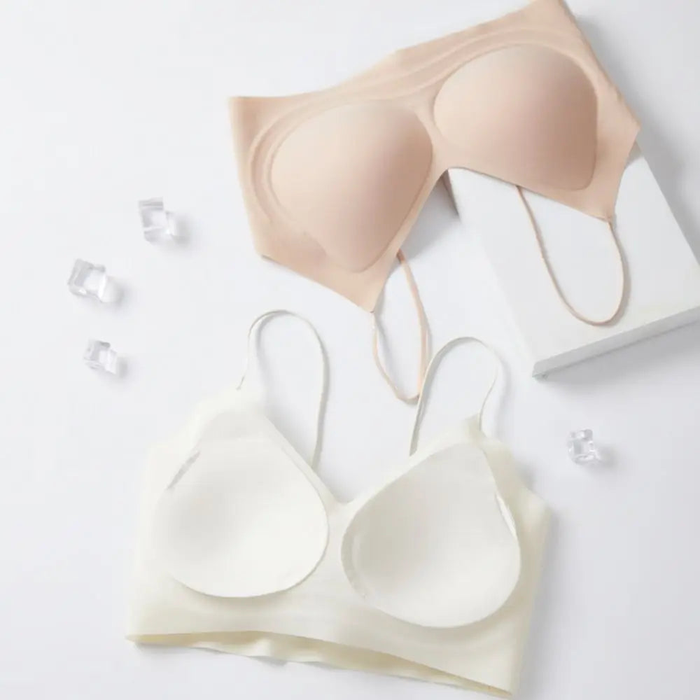 Cómodo sujetador inalámbrico a prueba de golpes con escote en V profundo, lencería antiflacidez, sujetador sin costuras, ropa interior push-up ajustable para niñas