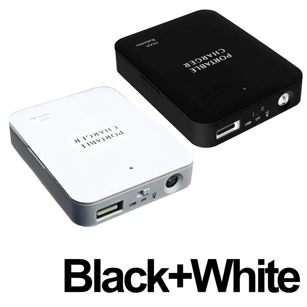 Cargador portátil 4 AA, Banco de energía de batería USB, luz LED, cargador de emergencia para acampar al aire libre para teléfono, montañismo, senderismo