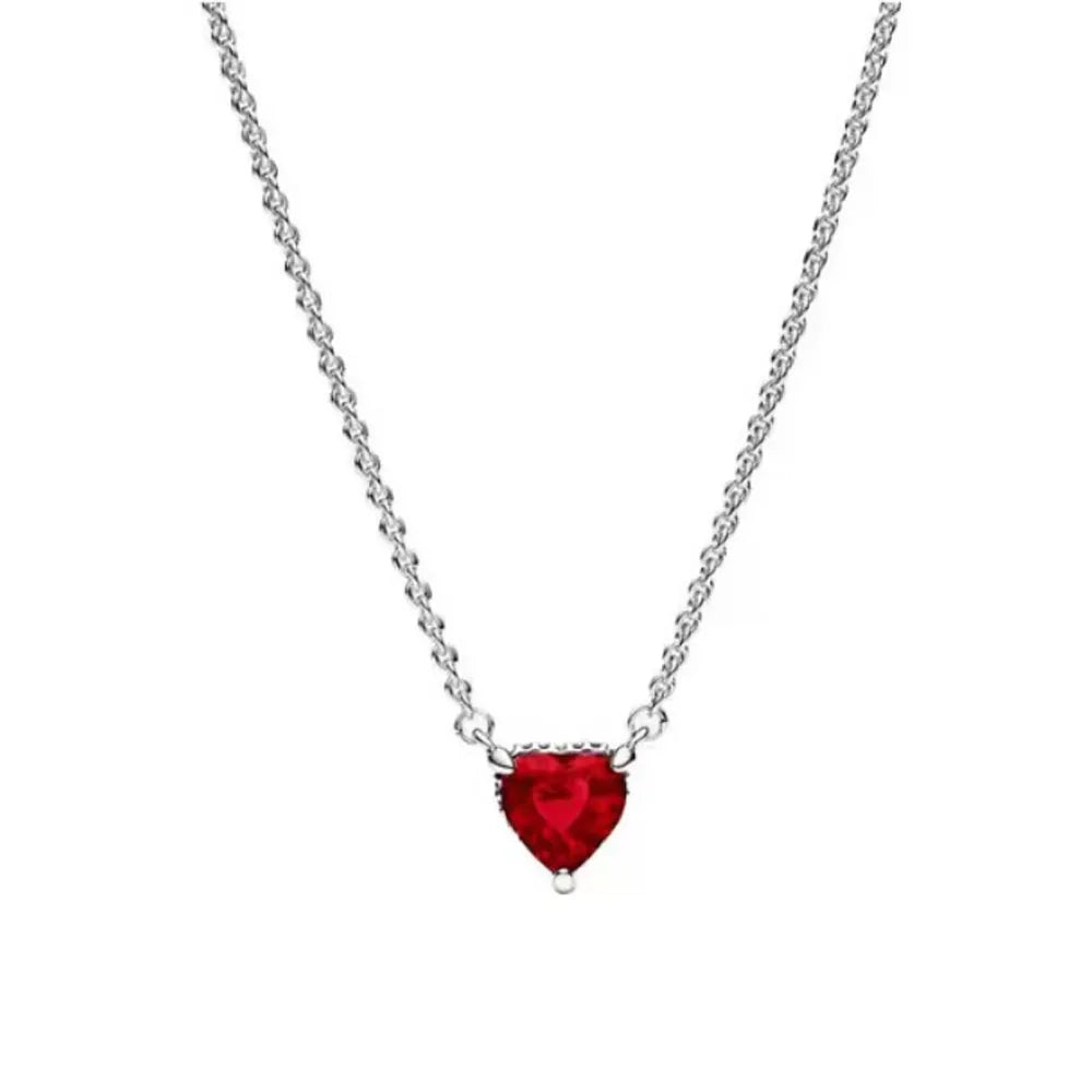 Nuevo original Plata de Ley 925 chapada brillante en forma de corazón collar pulsera mujer regalo de cumpleaños del Día de San Valentín joyería DIY