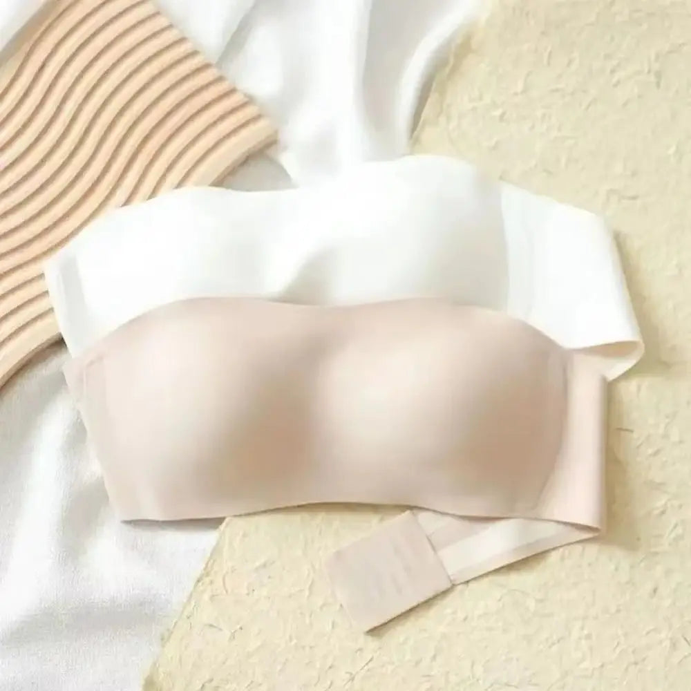 Sujetador envuelto sin tirantes de Color sólido, ropa interior Invisible antideslizante para mujer, lencería femenina fina para boda