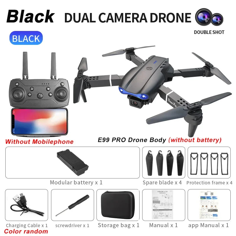 Nuevo Dron E99Pro RC 4K profesional con cÃ¡mara HD gran angular de 1080P helicÃ³ptero plegable WIFI FPV altura mantener juguete de regalo