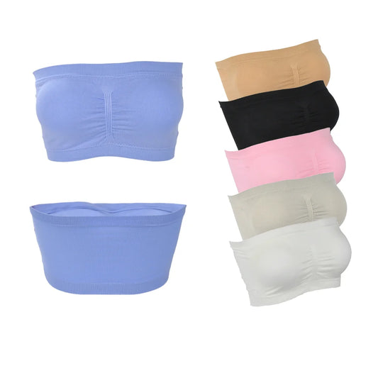 Nuevo sujetador sin tirantes para mujer con cojín para el pecho desmontable de talla grande Top elástico sin costuras para exteriores sin tirantes S-6XL
