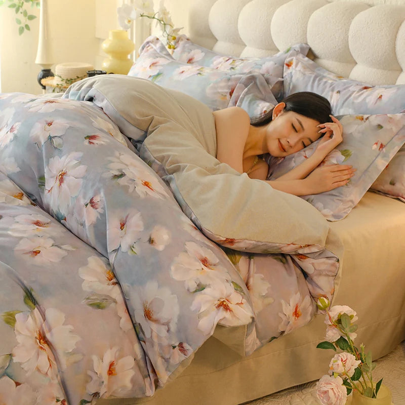 Juego de cuatro piezas de algodón puro 2024, ropa de cama de cuatro piezas, adecuado para uso doméstico, nuevo estilo de lujo, 100%