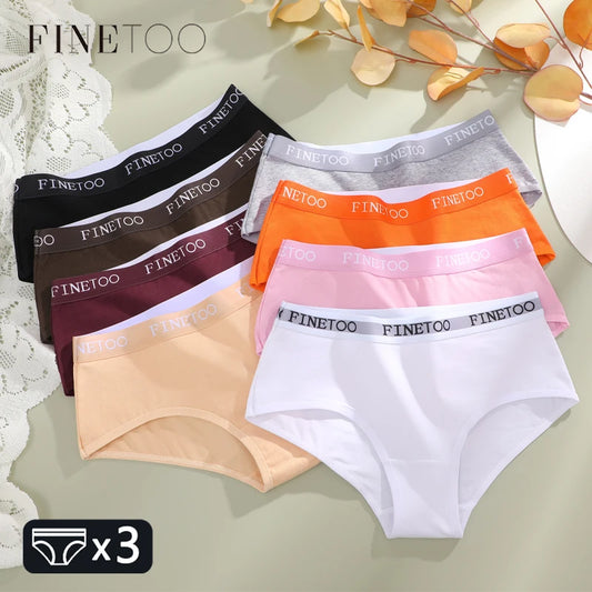 FINETOO, 3 uds., ropa interior con cinturÃ³n de algodÃ³n con letras, bragas para mujer, bragas sexis transpirables de cintura baja, lencerÃ­a cÃ³moda elÃ¡stica para mujer