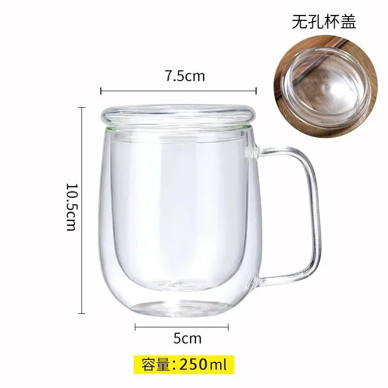 1-6 uds 80-450ML resistente al calor taza de cristal de té de doble pared cerveza café hecho a mano creativo bebida fría juego de vajilla transparente