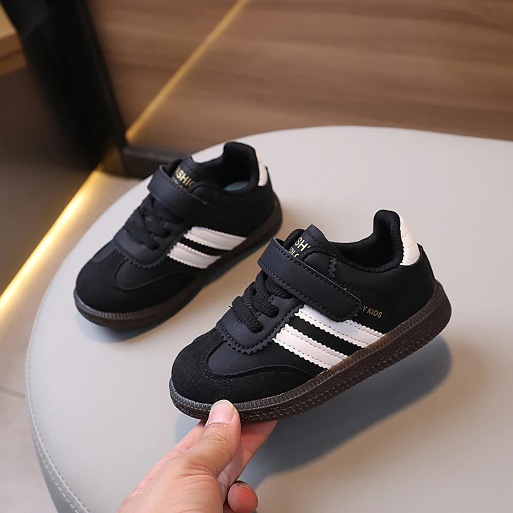 Zapatos deportivos de moda para niños, zapatillas ergonómicas de cuero PU para niños, zapatillas de deporte de suela blanda para niños, zapatillas de tenis para niños y niñas