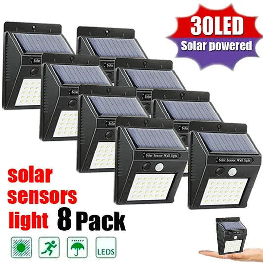 30 LED luz Solar PIR Sensor de movimiento luz de pared lÃƒÂ¡mpara Solar al aire libre impermeable luz Solar alimentada lÃƒÂ¡mpara de calle decoraciÃƒÂ³n de jardÃƒÂ­n