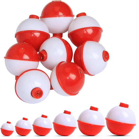 10 Uds. Bobbers de pesca ABS duro rojo/blanco Bobbers deslizantes botÃƒÂ³n de empuje boya redonda flotadores accesorios de aparejos de pesca