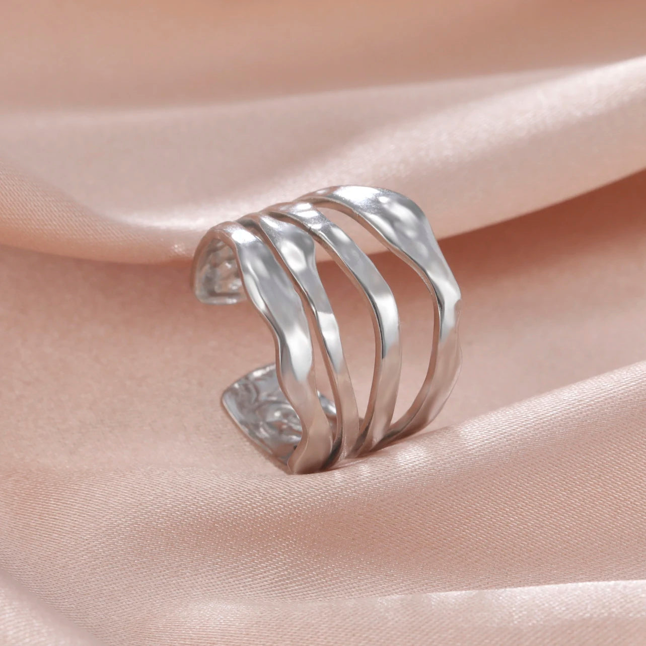 Skyrim-anillos de acero inoxidable para mujer, corazÃ³n geomÃ©trico, estÃ©tico, ajustable, abierto, joyerÃ­a de fiesta, regalos al por mayor