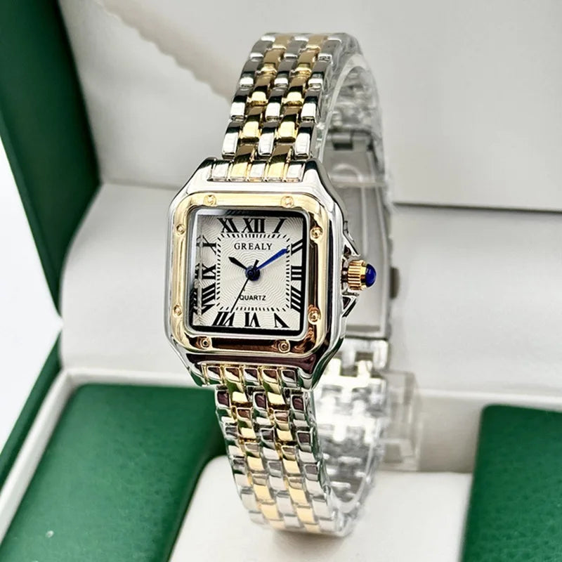 Relojes de lujo para mujer, relojes de pulsera cuadrados de cuarzo de marca clásica para mujer, correa de aleación, reloj de pulsera de negocios para mujer