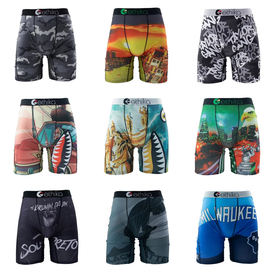 ETHIKA ropa interior 1 Uds. Boxershorts estampados sexis para hombre bañadores transpirables para hombre de talla grande S-3XL calzoncillos de natación para hombre bragas para hombre