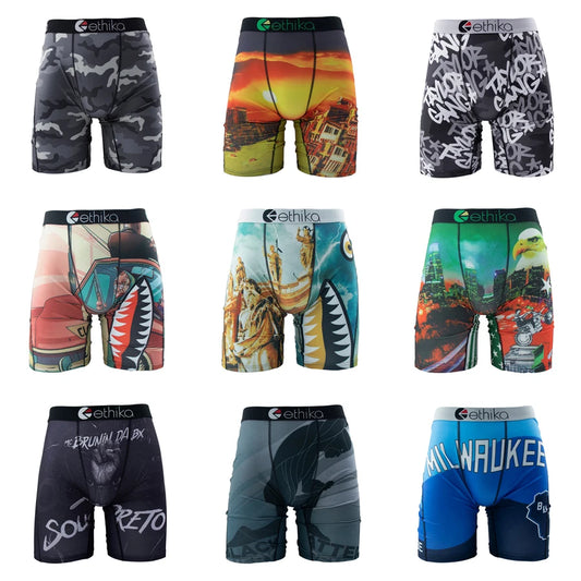 ETHIKA ropa interior 1 Uds. Boxershorts estampados sexis para hombre bañadores transpirables para hombre de talla grande S-3XL calzoncillos de natación para hombre bragas para hombre