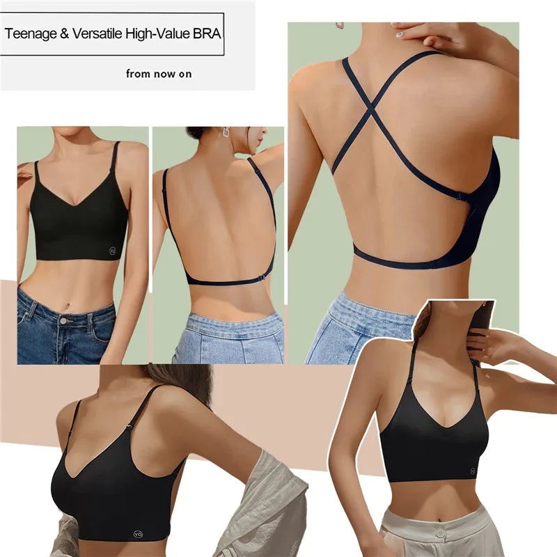 Sujetadores acolchados sin costuras ultrafinos para mujer, ropa interior de seda de hielo, lencería Sexy de pecho pequeño, Push Up, Tops de tubo Sexy, sujetador íntimo