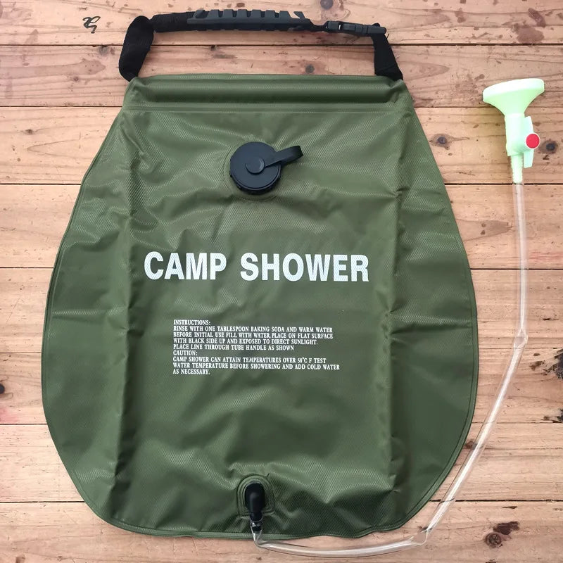 Bolsa de ducha para acampar con calefacción solar de 5 galones: bolsa de baño portátil, adecuada para viajes al aire libre, escalar, senderismo, playa y nadar